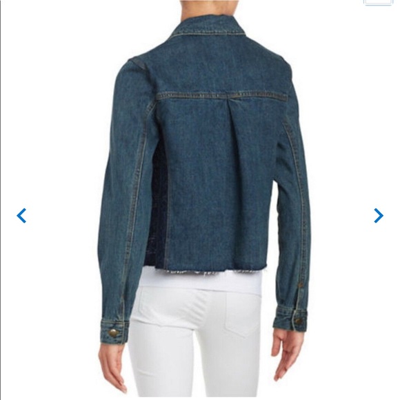 Free People Lace panel Jean jacket denim small - Picture 3 of 8